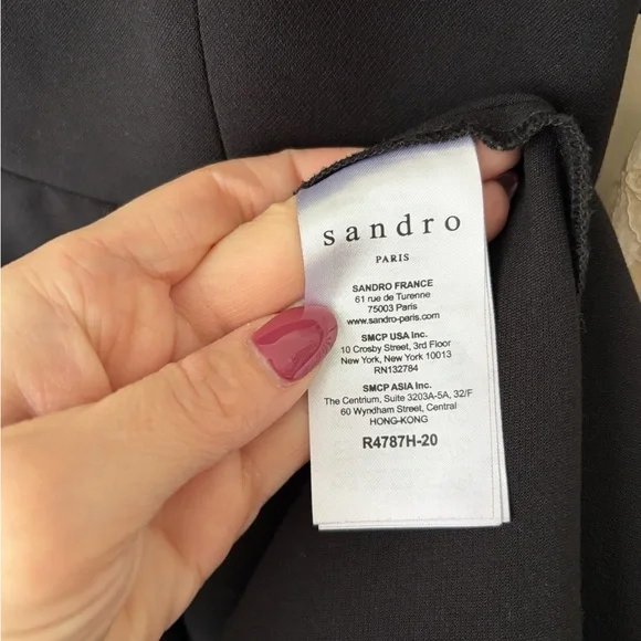 Sandro Nita Black Cream Lace Long Sleeve Dress - Picture 8 of 11